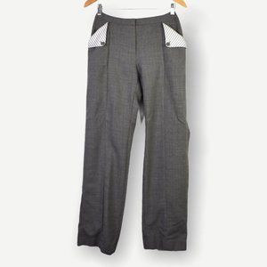 St. John Collection Pants 10 Womens Grey 100% Wool Straight Leg Dress